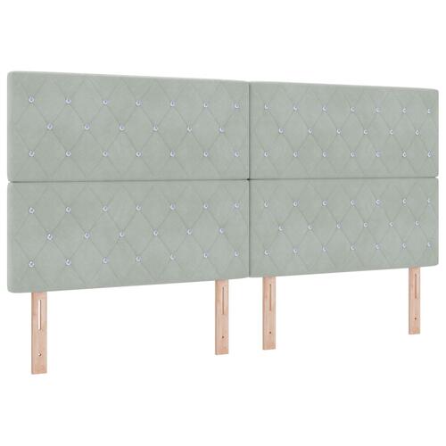 Boxmadras med madras Lys Grå 200x200 cm Fløjl