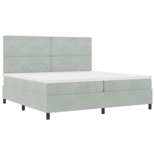 Boxmadras med madras Lys Grå 200x200 cm Fløjl