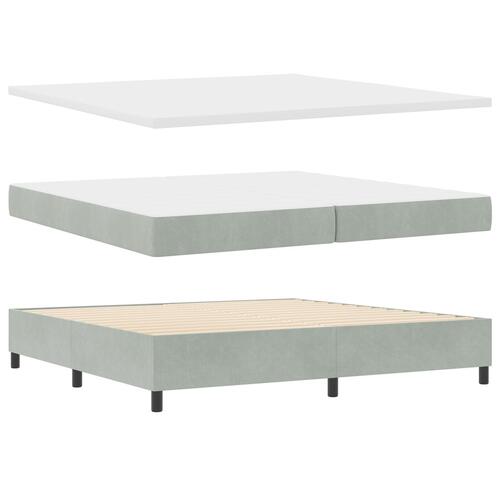 Boxmadras med madras Lys Grå 200x200 cm Fløjl