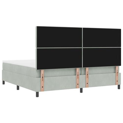Boxmadras med madras Lys Grå 200x200 cm Fløjl