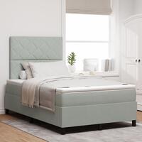 Boxspring Seng med Madras Lys Grå 120x200 cm Fløjl