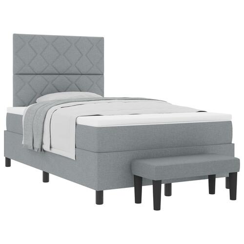 Boxspring seng med madras og bænk lys grå 120x190 cm stof
