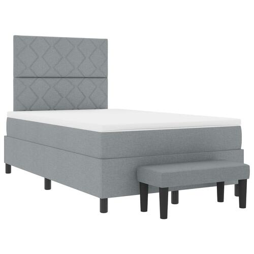 Boxspring seng med madras og bænk lys grå 120x190 cm stof