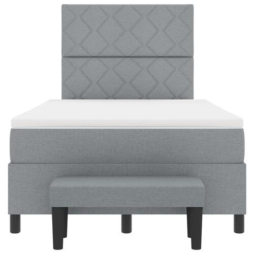 Boxspring seng med madras og bænk lys grå 120x190 cm stof