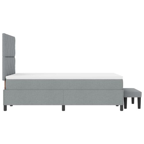 Boxspring seng med madras og bænk lys grå 120x190 cm stof