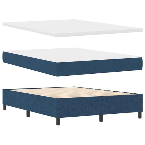 Box Spring Seng med Madras & Bænk Blå 140x190 cm Stof
