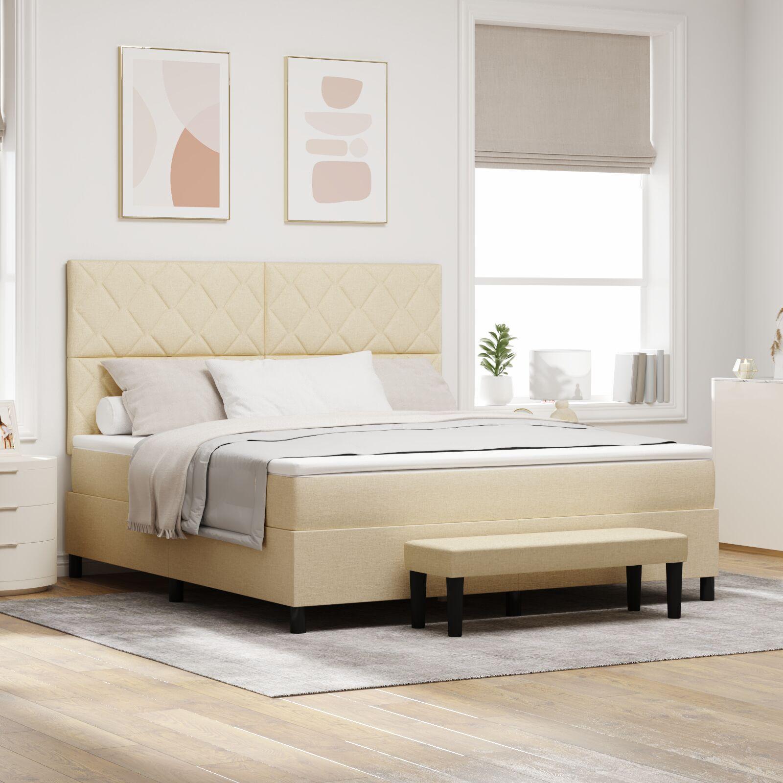Kontinentalseng med madras Creme 180 x 200 cm Stof