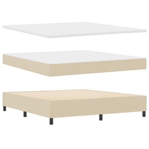 Box Spring Seng med Madras & Bænk Creme 180x200 cm Stof