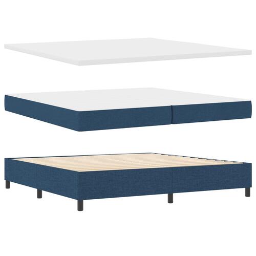 Box Spring Seng med Madras & Bænk Blå 200x200 cm Stof