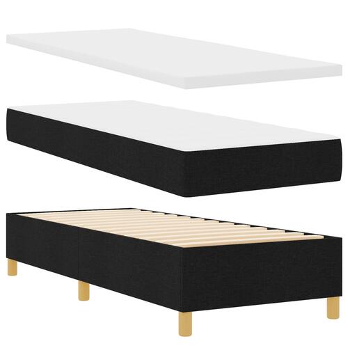 Box Spring Seng med Madras & Bænk Sort 80x200 cm Stof