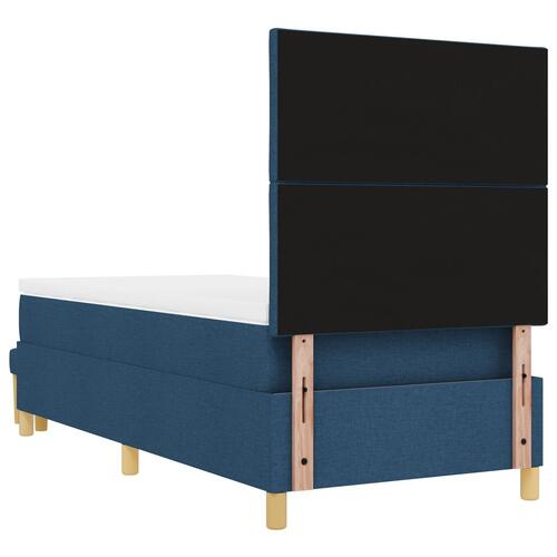 Box Spring Seng med Madras og Bænk Blå 90x190 cm Stof