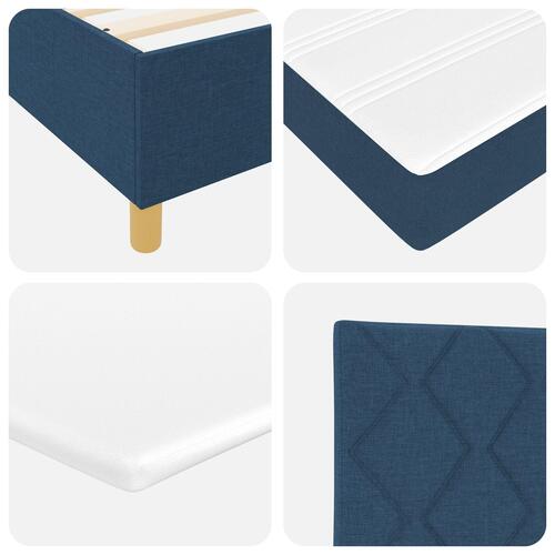 Box Spring Seng med Madras og Bænk Blå 90x190 cm Stof