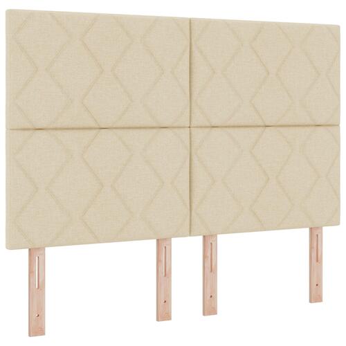 Box Spring Seng med Madras & Bænk Creme 140x190 cm Stof