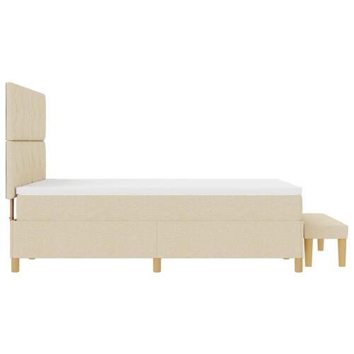 Box Spring Seng med Madras & Bænk Creme 140x190 cm Stof