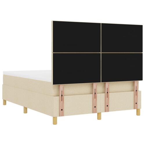 Box Spring Seng med Madras & Bænk Creme 140x190 cm Stof