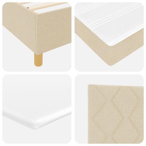 Box Spring Seng med Madras & Bænk Creme 140x190 cm Stof