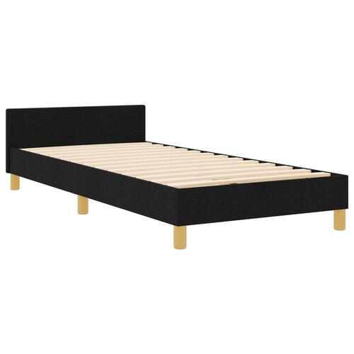 Sengestel Sæt af 2 Sort Massivt træ, stof 90 x 200 cm Holdbart