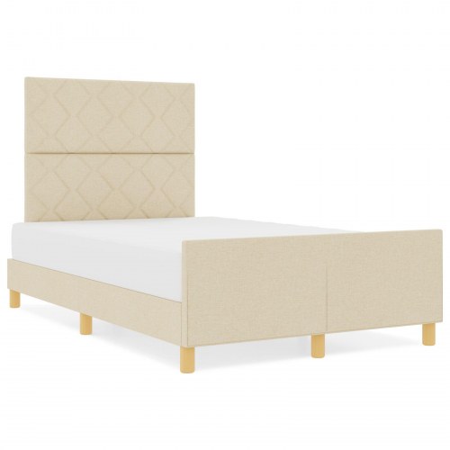 Sengestel i creme - 120x190 cm, Stof
