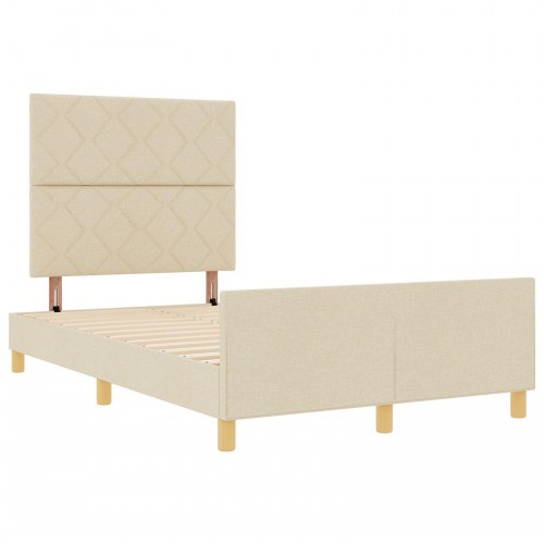 Sengestel i creme - 120x190 cm, Stof