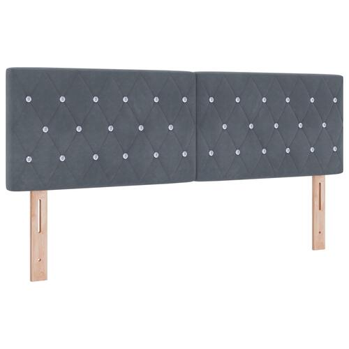 Sengegavl med krystalknapper, tufted, mørkegrå, 140 cm, fløjl