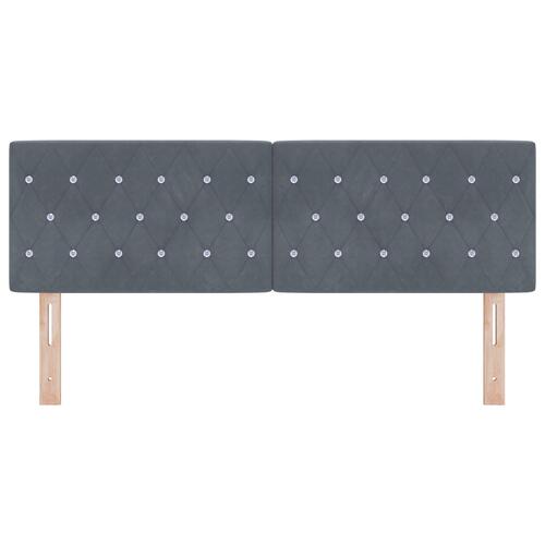 Sengegavl med krystalknapper, tufted, mørkegrå, 140 cm, fløjl