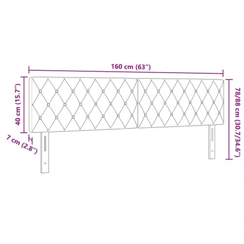 Hovedgavl med Krystal Knapper og Puf, Mørkeblå, 160 cm Fløjl