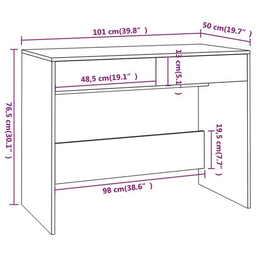 Skrivebord 101x50x76,5 cm spånplade hvid (OUTLET A)