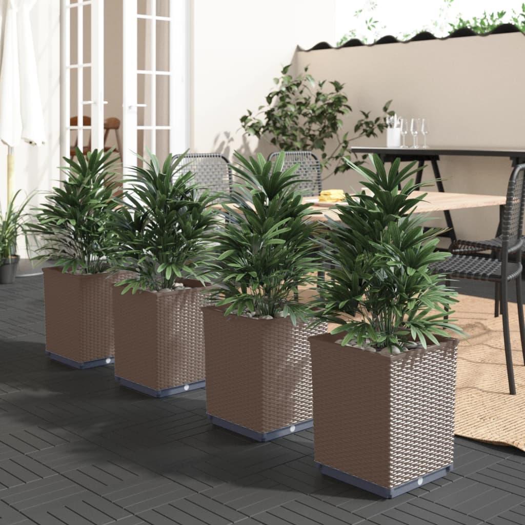Plantekasser 4 stk. 30x30x37 cm polypropylen brun