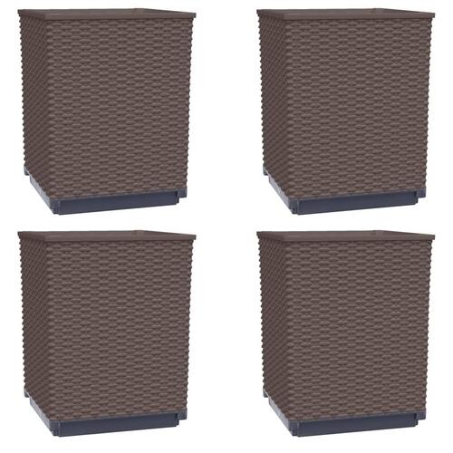 Plantekasser 4 stk. 30x30x37 cm polypropylen brun