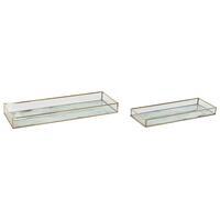 Bakkesæt Home ESPRIT Hvid Gylden Moderne 42 x 15 x 4 cm (2 enheder)