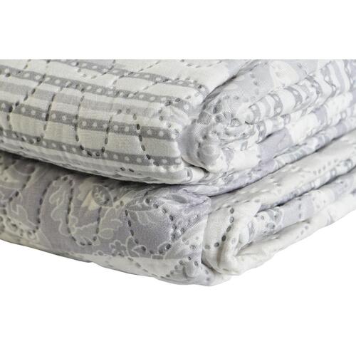 Sengetæppe (vattæppe) DKD Home Decor Beige Grå Seng 180 270 x 270 x 1 cm