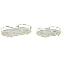 Bakkesæt Home ESPRIT Hvid Gylden Moderne 31 x 17 x 5 cm (2 enheder)