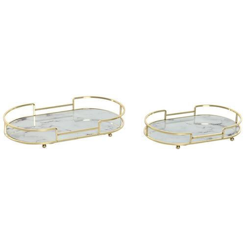 Bakkesæt Home ESPRIT Hvid Gylden Moderne 31 x 17 x 5 cm (2 enheder)