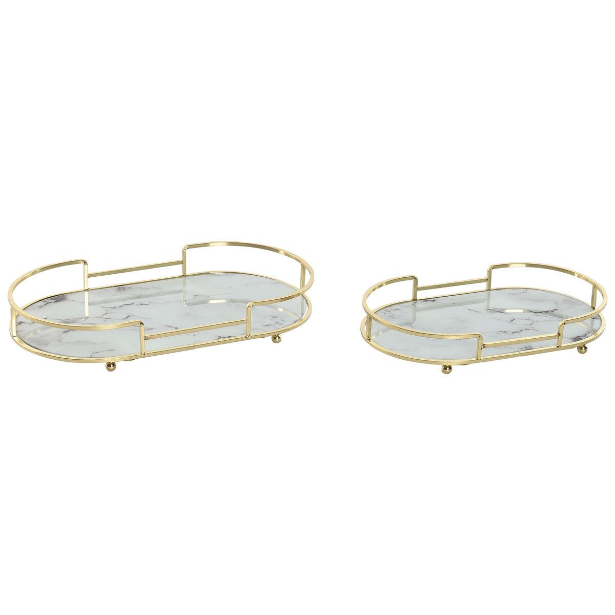 Bakkesæt Home ESPRIT Hvid Gylden Moderne 31 x 17 x 5 cm (2 enheder)