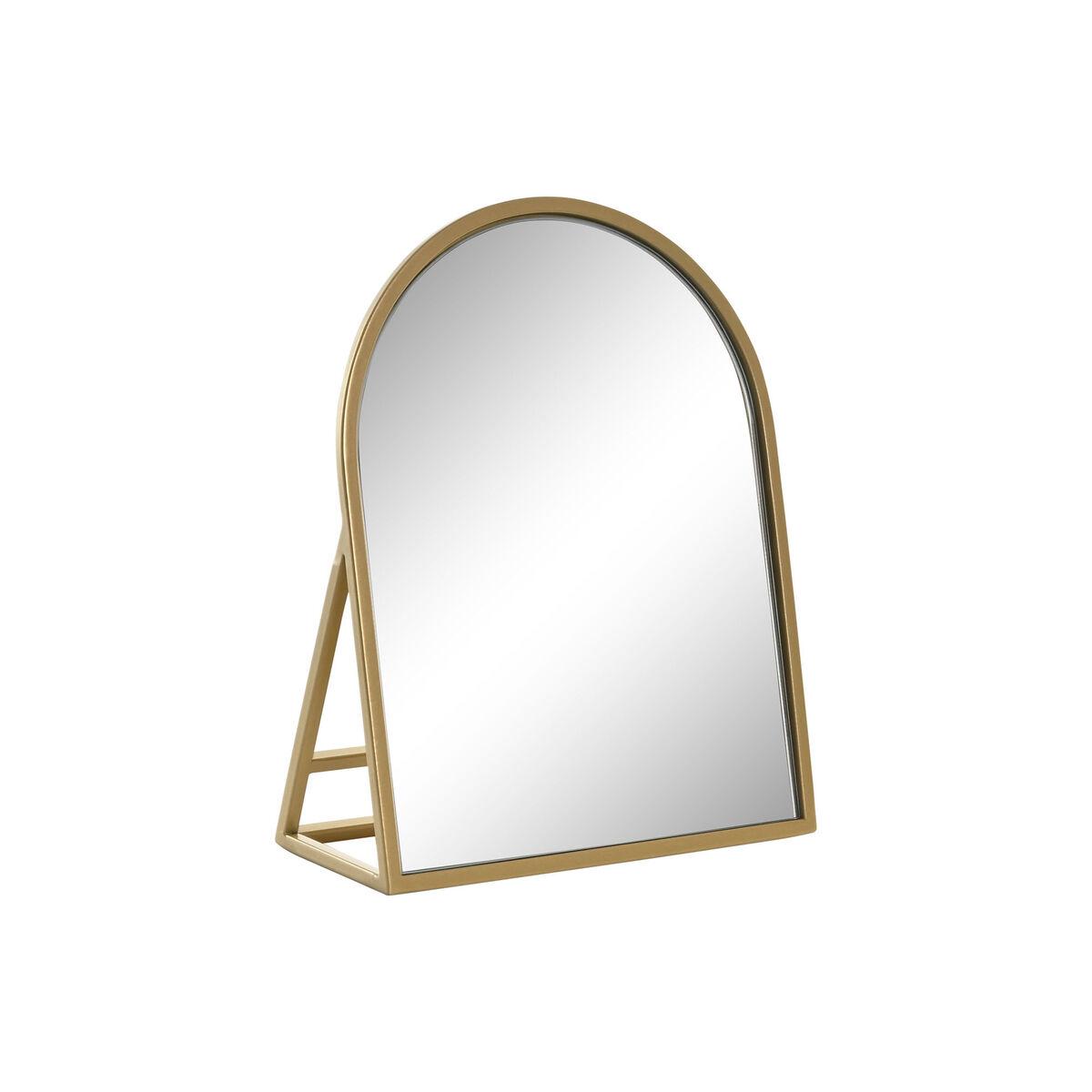 Bordspejl med montagebøjler - gylden, krystal/jern, 20 × 8,5 × 25 cm