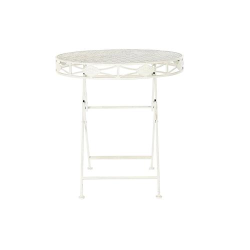 Spisebord - hvidt havebord i metal, 70 x 70 x 73 cm