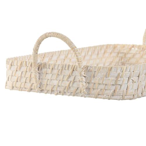 Bakkesæt Home ESPRIT Hvid Natur Bambus Rattan 45 x 35 x 13 cm