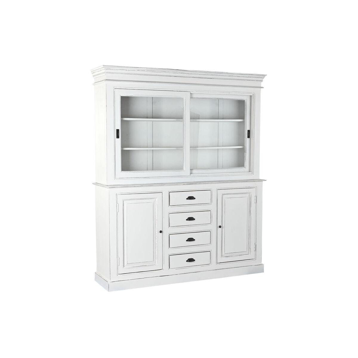 Vitrineskab - hvid, krystal, mangotræ, 170 × 45 × 200 cm