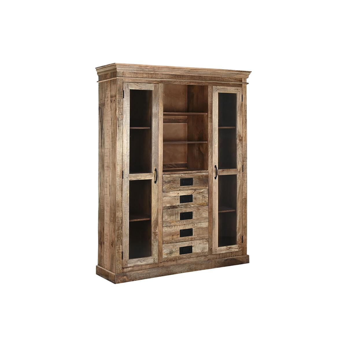 Vitrineskab i mangotræ, brun - 165 × 45 × 210 cm