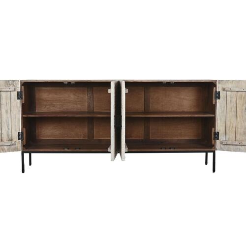 Skænk Home ESPRIT Hvid Metal Mangotræ 180 x 40 x 85 cm