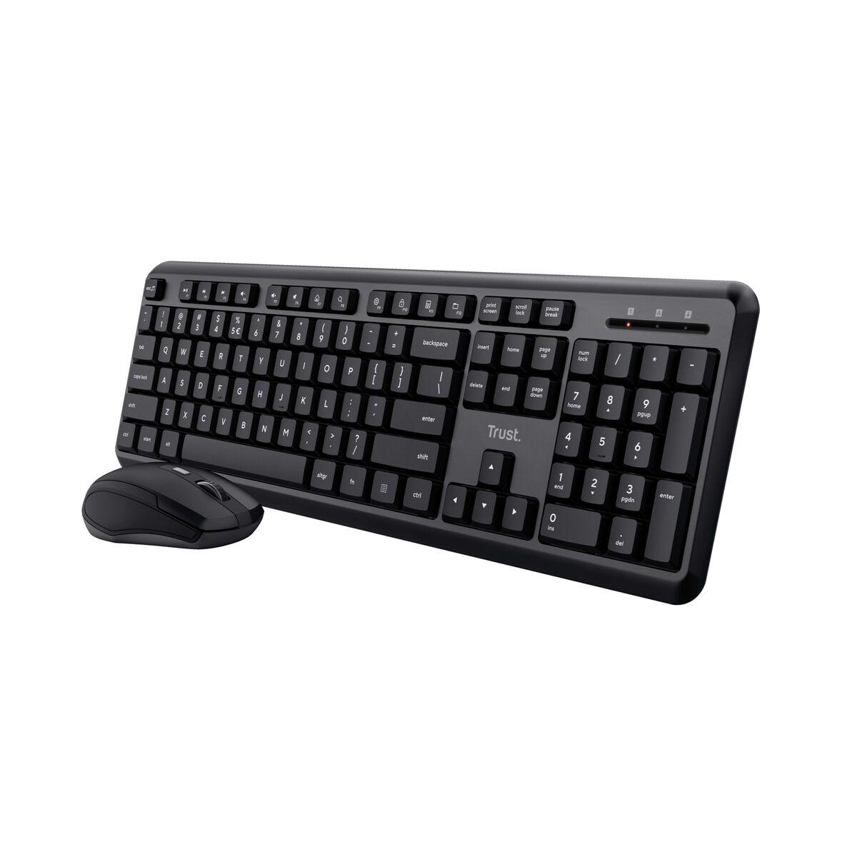 Tastatur og trådløs mus Trust TKM-350 Sort QWERTY