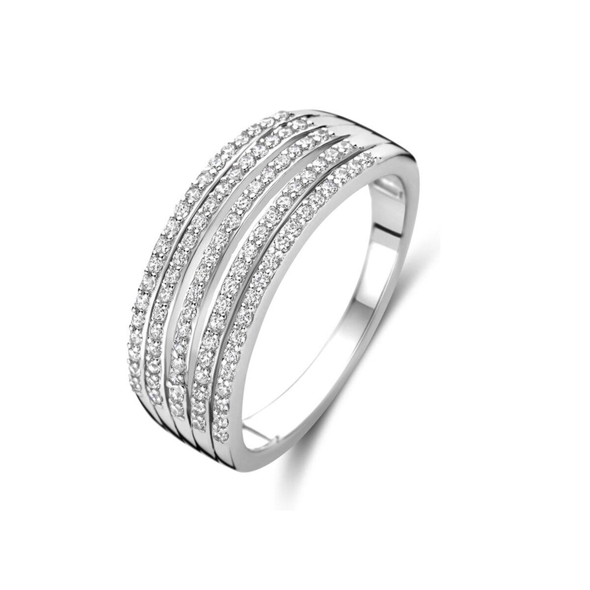 New Bling dame-ring 16 - sølvfarvet, elegant multi-række design