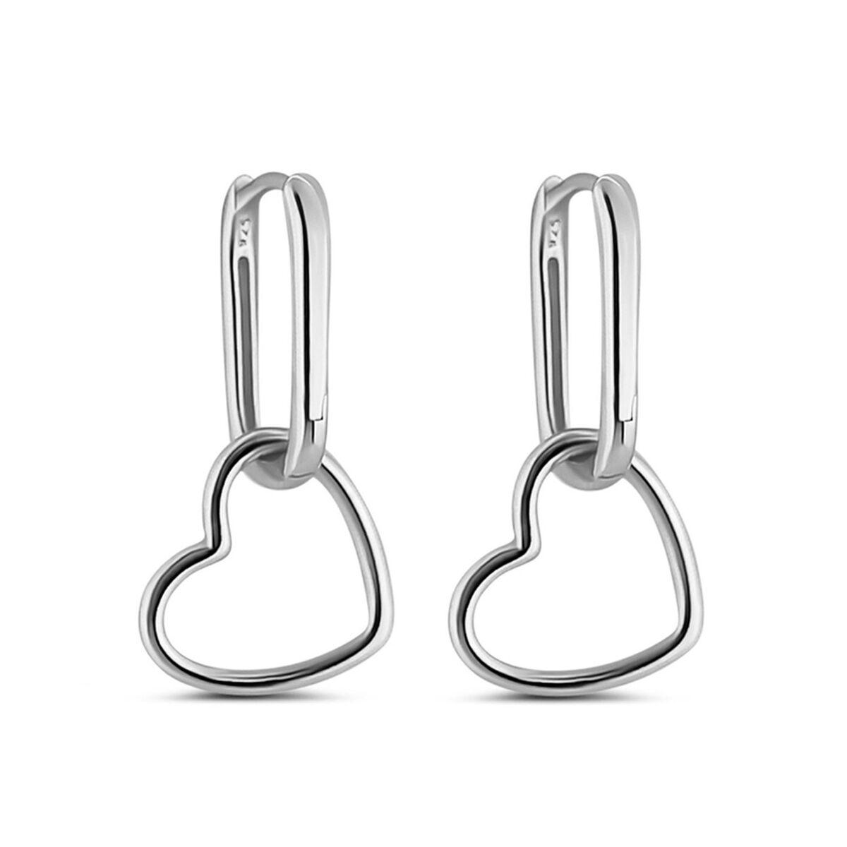 New Bling øreringe til kvinder - sølvfarvet hjerte design (9NB-1243)