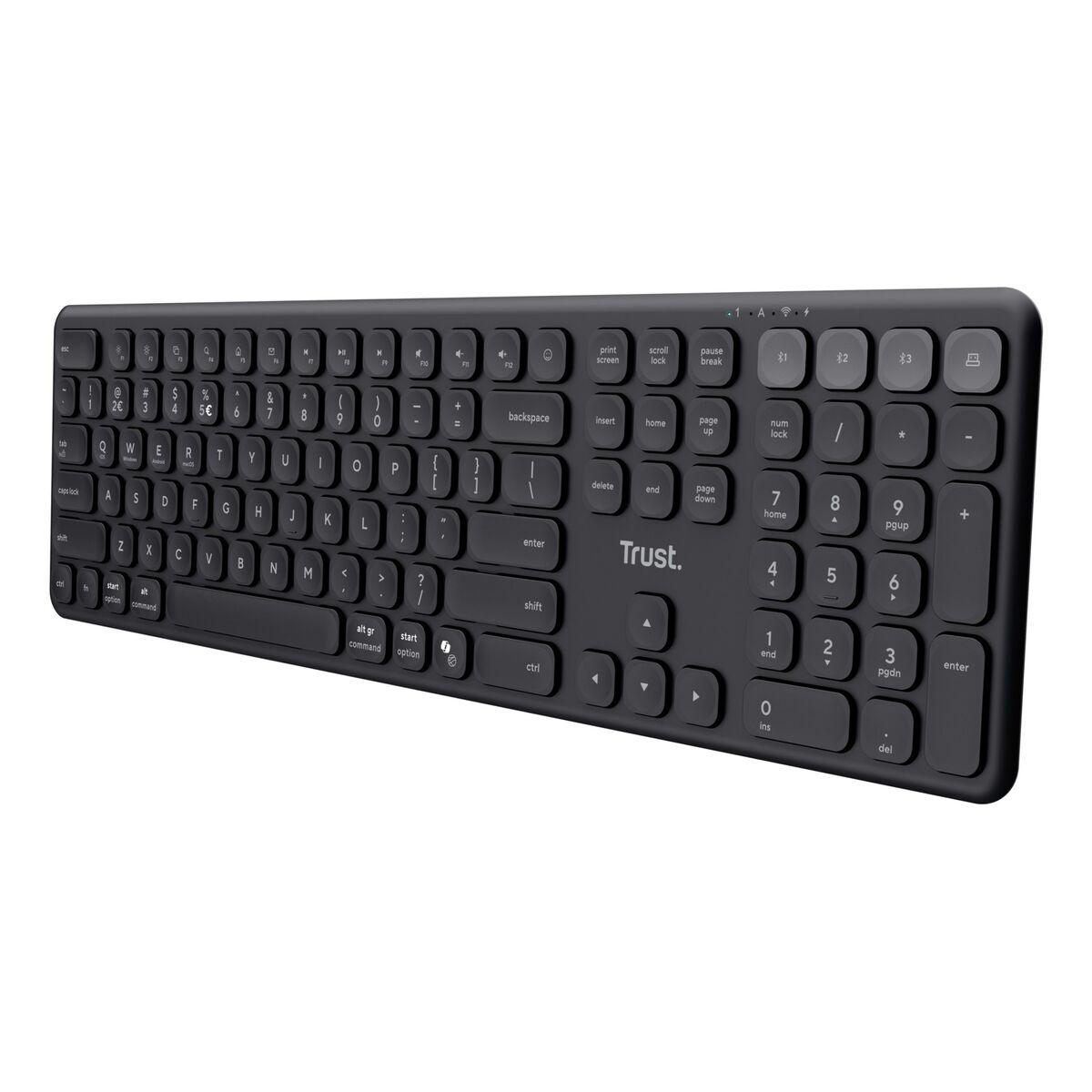 Trådløst tastatur Trust Vaiya Sort QWERTY Qwerty US