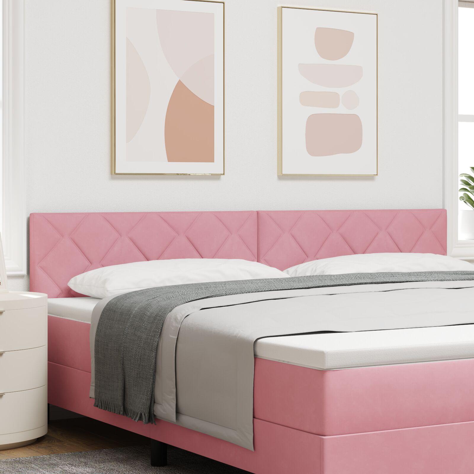 Sengegavl Diamantblokke Design Pink 200 cm Velour