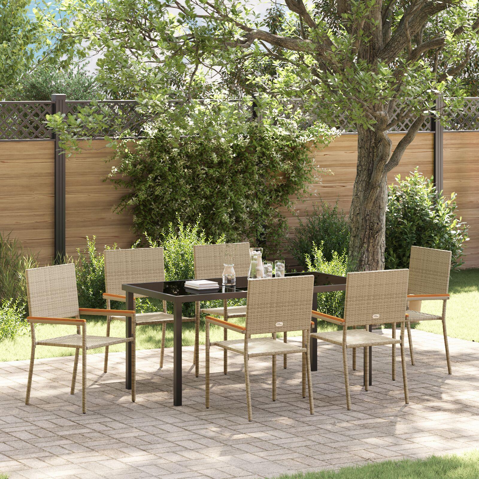 7 dele have spisebordssæt Beige poly rattan