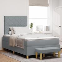 Box Spring Seng med Madras & Bænk Lys Grå 120x190 cm Stof