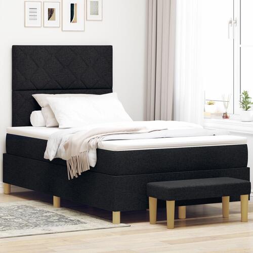 Box Spring Seng med Madras & Bænk Sort 120x190 cm Stof