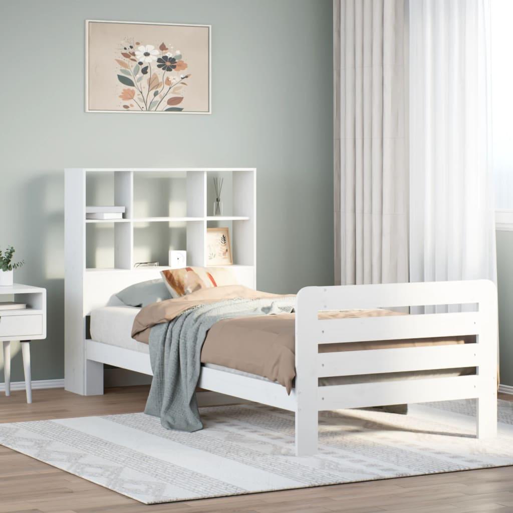 Sengeramme uden madras 90x200 cm massivt fyrretræ hvid
