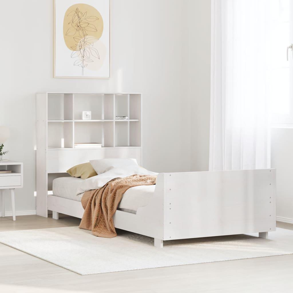 Sengeramme uden madras 90x200 cm massivt fyrretræ hvid